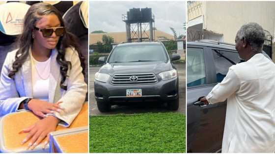 “You try abeg”: Fans hail actress Luchy Donalds as she moves father to tears with a new car on his birthday