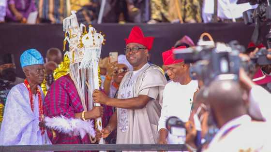 Breaking: Photo, video as PDP governor installs Lekan Balogun to become Olubadan of Ibadan