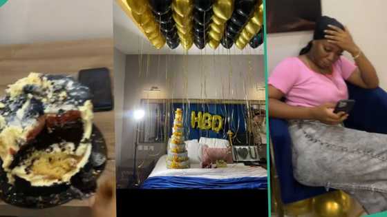 Lady sad as boyfriend fails to show up for birthday celebration she planned for him, video emerges