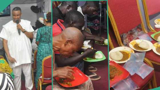 "I go attend next Sunday": Joy as pastor shares fufu and soup to members, allows them eat in church
