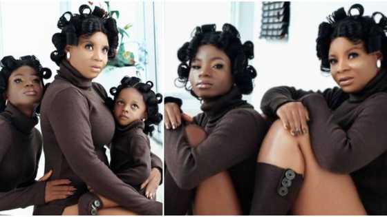 Actress Nwafor Ifeoma adopts her house help, introduces her to fans as 2nd daughter as they take family photos
