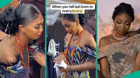 Nigerian bride cries throughout traditional and white wedding: "She's the last born"