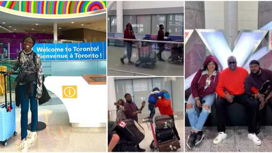 Toyin Abraham’s family, stepdaughter & mother-in-law travel to Canada, video of their arrival stirs reactions