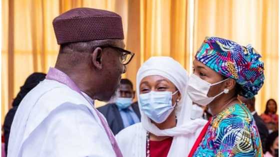 Hotunan 'ya'yan Buhari a wani taro tare da 'dan takarar shugabancin kasa
