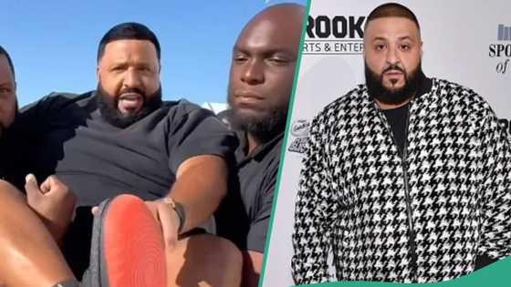 DJ Khaled has security guards carry him from car to stage for performance to not 'mess up' his Nike