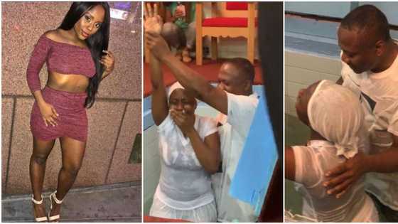 Lady formerly addicted to ‘kerewa’ becomes born again, shares testimony as she gets baptised (photos)