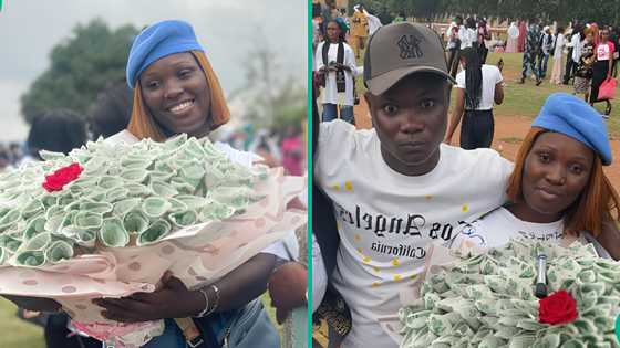 Lady prostrates to greet younger brother during her university sign out in viral video, mentions why