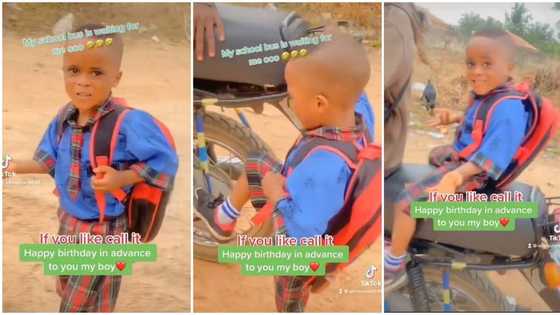 "This is my school bus": Little boy boasts of having Okada that takes him to school, touching video goes viral