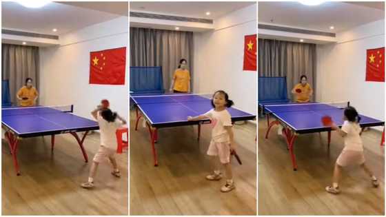 Little girl competes with woman in table tennis game, wins her with 1 forceful pass, video stirs reactions