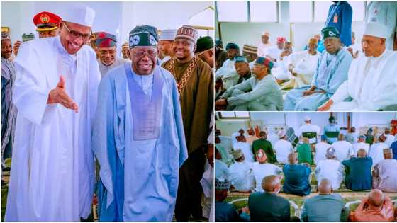 BREAKING: Buhari receives Tinubu at presidential villa, details, photos emerge