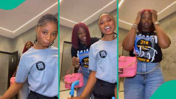 Lady insists cleaner joiN video after accidentally interrupting her recording in public restroom