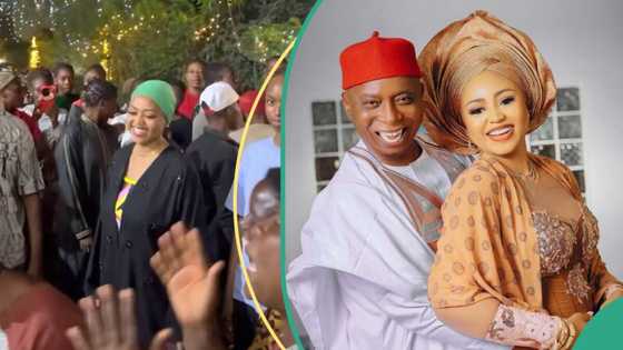 "Senator's gate is always open": Regina Daniels hints as she and hubby host their village people