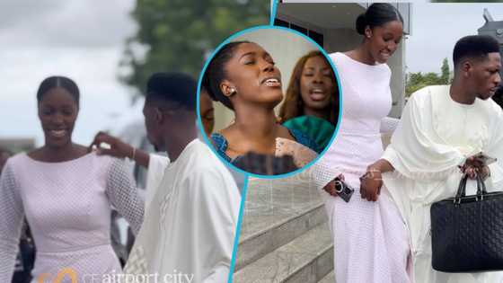 Moses Bliss wins over Ghanaian ladies as he dresses his wife in public after their Thanksgiving service