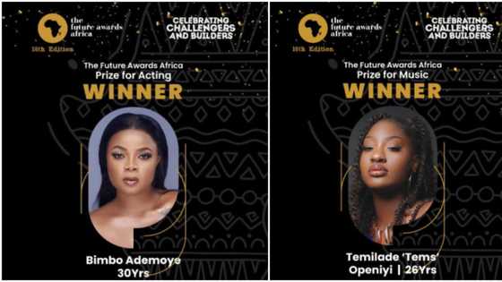 Future Awards: Full list of winners as Bimbo Ademoye emerges best actress, Tems wins prize for music