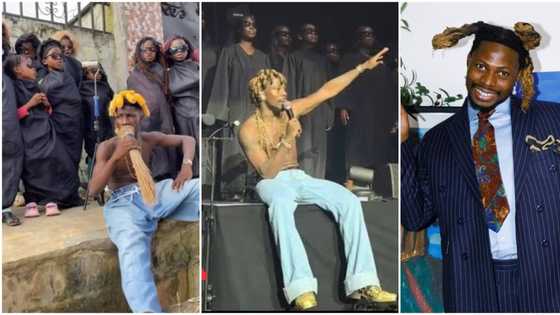 Asake: Ikorodu Bois use corn, oversized shoes, broom, others to recreate singer's O2 Arena performance