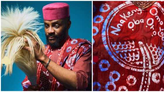 Adire fashion: BBNaija host Ebuka serves some afroswag in sleek agbada at live show