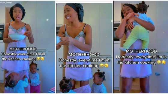 "They want to go back in": Twin babies almost naked their mum as they pull down her dress in live TikTok video