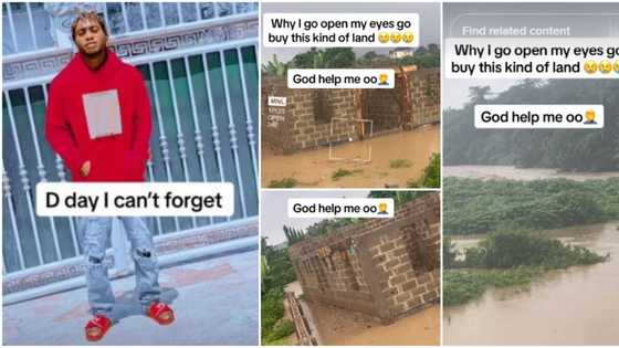 "God help me o": Nigerian man laments after seeing his building site overtaken by flood, video causes stir