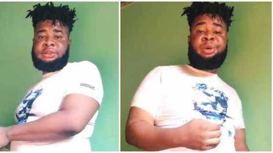 Man ends up with undersized shirt after online order, netizens amused: "Dem give am crop top"