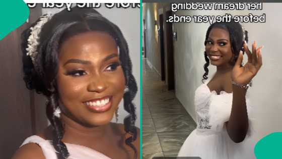 Bride shares video showing how she got dressed for her wedding while inside bus