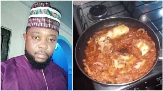 Go and marry - Reactions as Nigerian man shows off his cooking skill, makes a video of frying stew