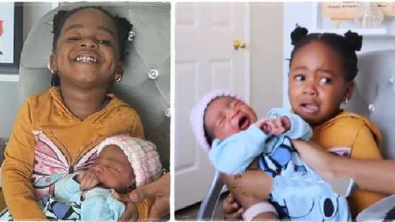 Little girl bursts into tears as baby brother is taken from her, she cries hard in video until he's returned
