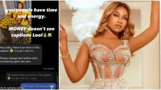 Will it give me money? Tacha slams fan who politely corrected her grammar, says money doesn't see caption