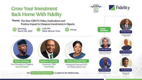 Fidelity Bank set to organise Diaspora Webinar Series, to feature Osinbajo, Dabiri-Erewa, others