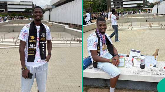 Photos trend as OAU graduate displays lots of awards he won in campus, people react