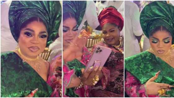 "Wetin you dey cover?" Bobrisky's stylish outfit at a wedding with other mummies causes stir, video trends
