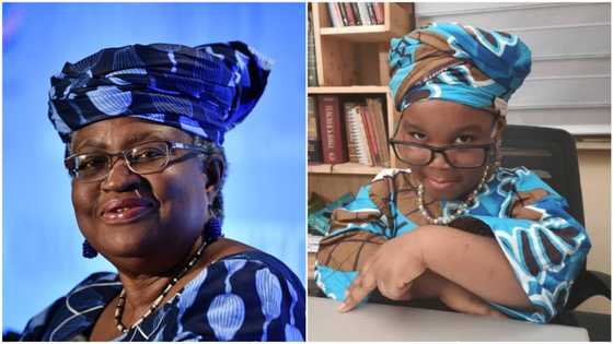 Okonjo Iweala honours 4-year-old girl who modelled her look with ankara cloth, many rejoice