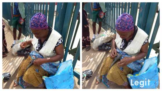 56-year-old widow of 6 children who turned a cobbler to survive in Lagos wows passersby in stunning video
