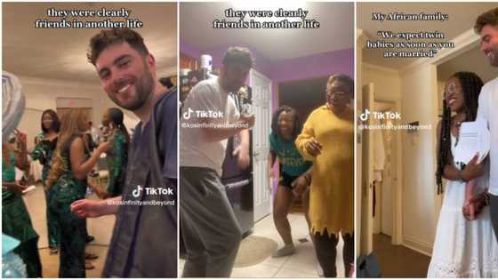 "This is too cute": Oyinbo man feels at home as Nigerian girlfriend takes him to her mum in lovely video