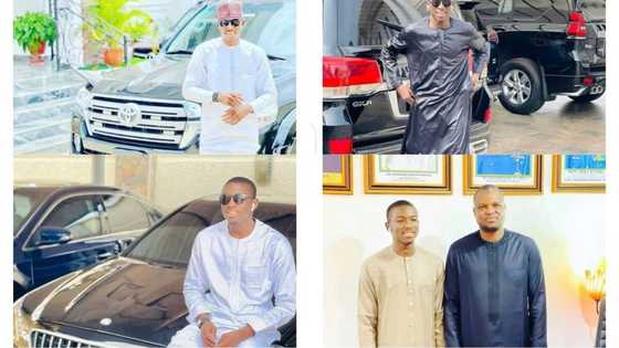 Hotunan motoci da suturun alfarma da kanin Abba Kyari ke fantamawa ciki