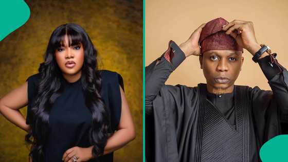 Toyin Abraham locks lips with rapper Reminisce for movie promotions, stirs reactions: "Must be AI"