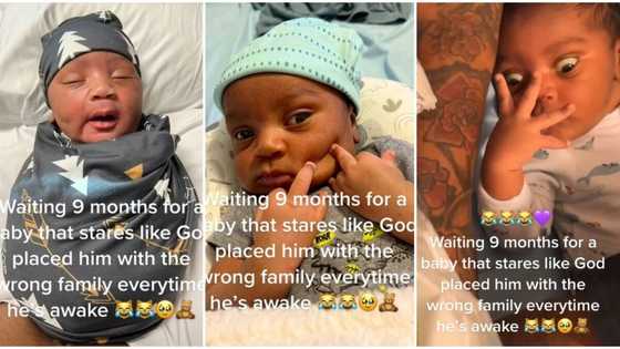 "He's always looking": New born baby opens his eyes wide like adult, video of hand gestures goes viral