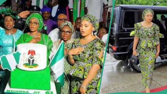 Regina Daniels celebrates Independence Day with 1st lady Remi Tinubu: "She dresses accordingly"
