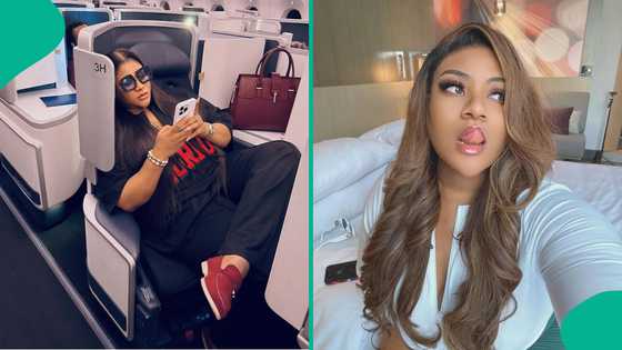 Video as Nkechi Blessing flies business class, flaunts luxury lifestyle on plane in 1st Yoruba vlog