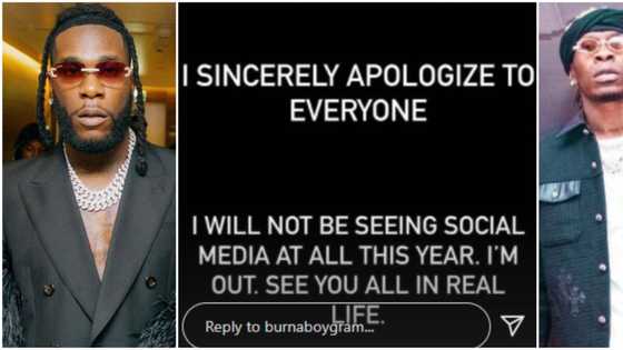Burna Boy vs Shatta Wale: Nigerian star apologises to fans, set to quit social media for the year