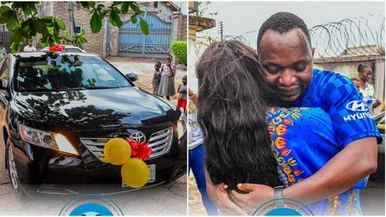 Nigerian pastor buys wife brand new car, thanks her for joining him to trek when he had nothing, photos emerge