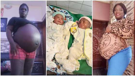 "They are so cute": Nigerian mum of twins shows of big baby bump, shares Video of beautiful babies