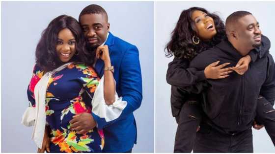 Wumi Toriola rocks matching outfit with hubby in beautiful photo as they celebrate 3rd wedding anniversary