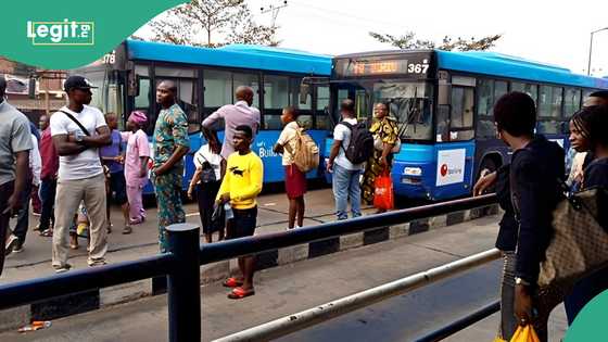 BREAKING: Panic as fully loaded BRT bus tumbles in Lagos, many injured, video emerges