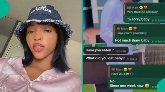Lady tests boyfriend in leaked chat, says she hasn't eaten for 1 week, his response disappoints many
