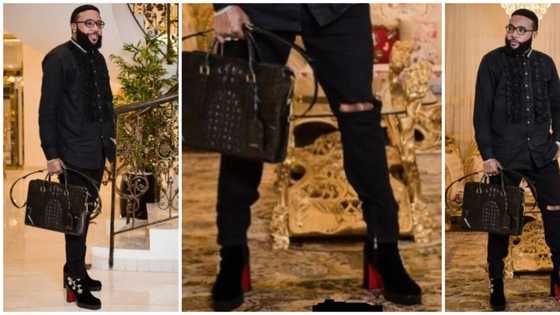 Daring fashion for men: Emoney sparked mixed reactions as he rocks heeled boots in new photos