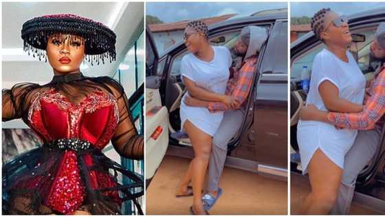"Make una enter room": Actor lustfully stares at Destiny Etiko as she welcomes him on set in skimpy dress