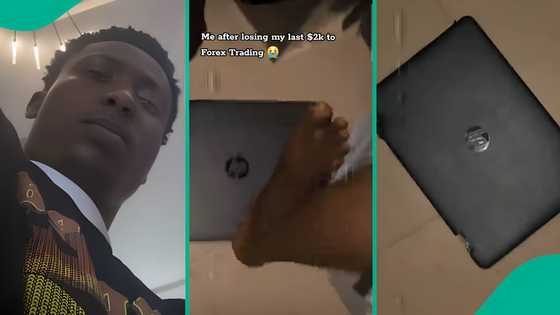 "I don tire": Nigerian man gets angry, damages PC in viral video as he loses big money to forex