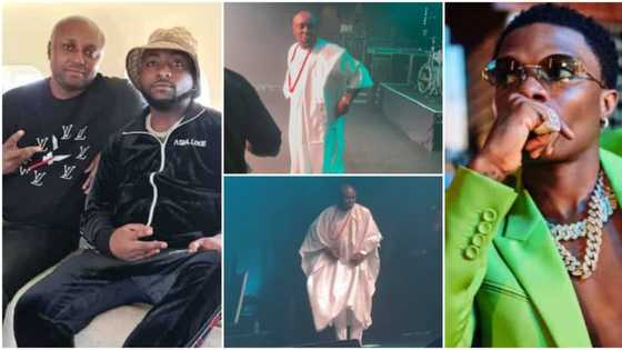 Video of Isreal DMW vibing to Wizkid's song on stage at Davido's London show trends, fans react to his outfit