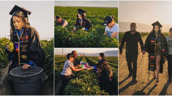 Lady takes cute graduation photos in parents' farm after becoming 1st person in her family to finish college