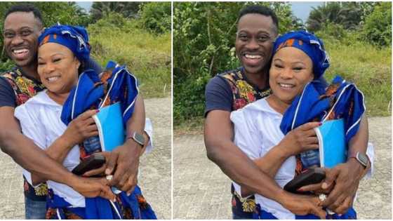 You're gifted: Sola Sobowale gushes over Adedimeji Lateef as they work on the same set for the first time